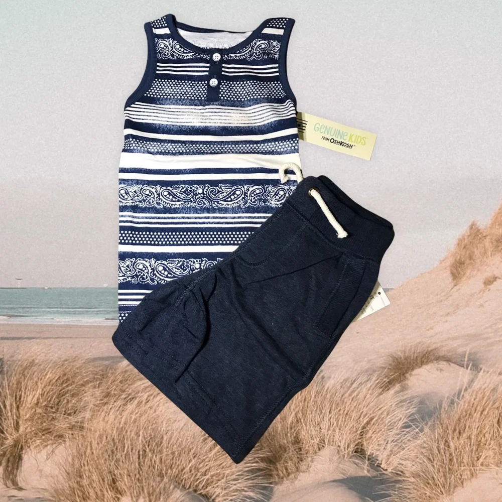 Striped Tank with SweatShorts Set by OshKosh NWT Retro Deadstock Vintage
